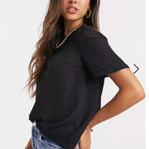 ASOS sheer and solid top in black 4